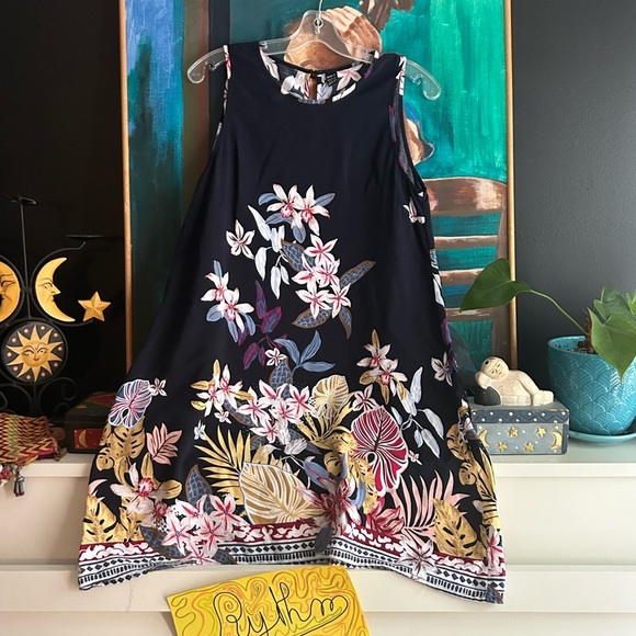 SHEIN Dark Blue Floral Mini Beach Dress Large - Picture 1 of 15